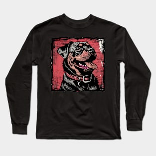 Retro Art Rottweiler Dog Lover Long Sleeve T-Shirt